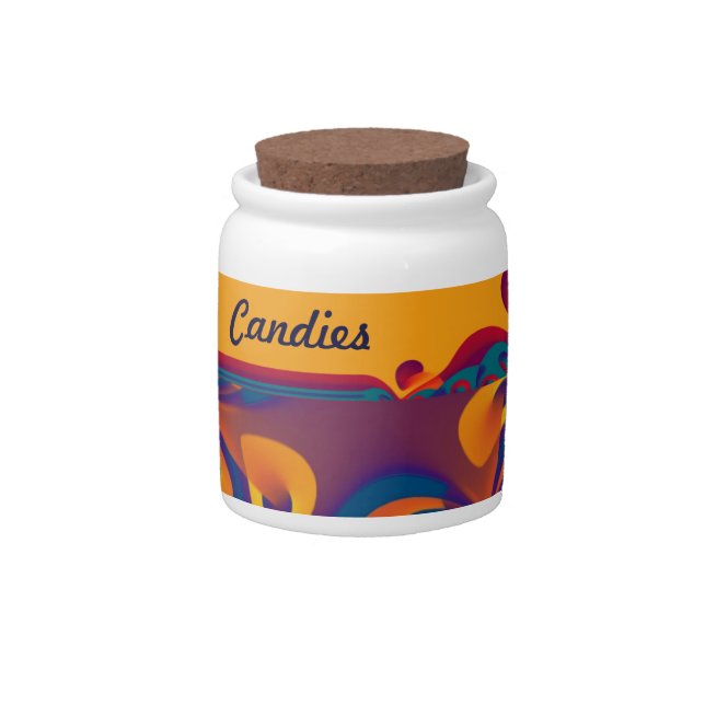 Graphic Design Pattern - violet orange + your text Candy Jar (Front)