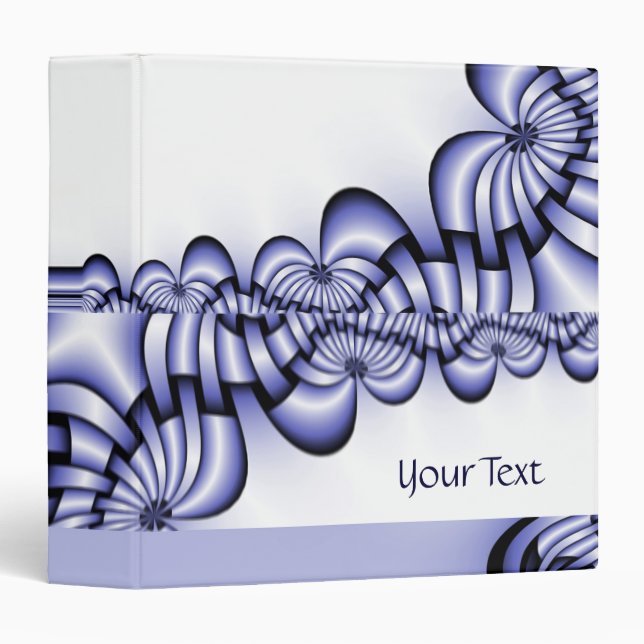 Graphic Design Pattern - white blue + your text 3 Ring Binder (Front/Spine)