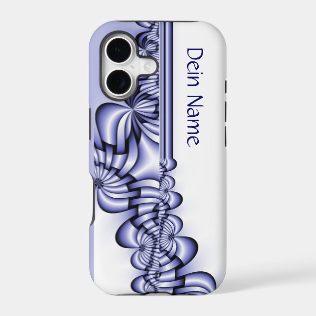 Graphic Design Pattern - white blue + your text Iphone Case (Back)