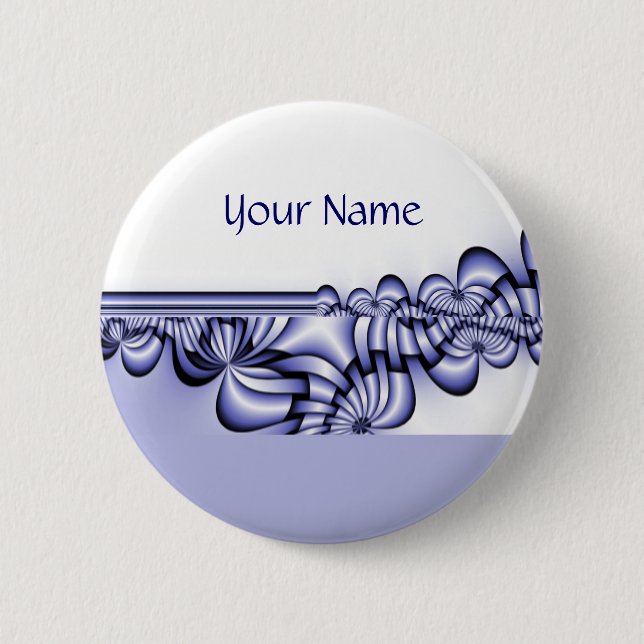 Graphic Design Pattern - white blue + your text Pinback Button (Front)