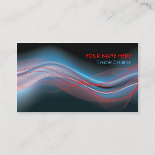 Customizable Graphic designer business card blue red wave