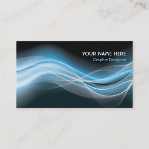 Graphic Designer Business Card blue white wave