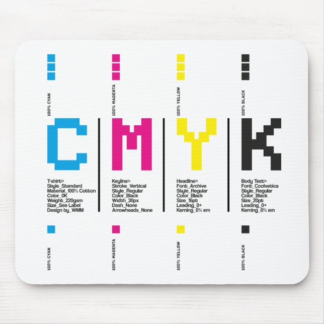 Graphic Designer CMYK Ink Print Mouse Pad (Front)