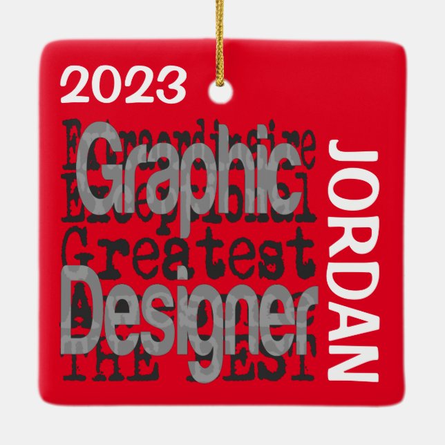 Graphic Designer Extraordinaire CUSTOM Ceramic Ornament (Back)