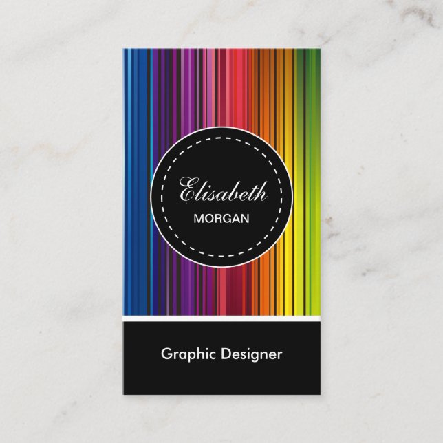 Graphic Designer - Modern Colorful Stripes Business Card (Front)