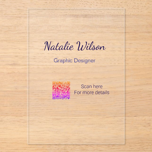 Graphic designer name scan QR code details profess Acrylic Invitations (Front)