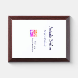 Graphic designer name scan QR code details profess Award Plaque