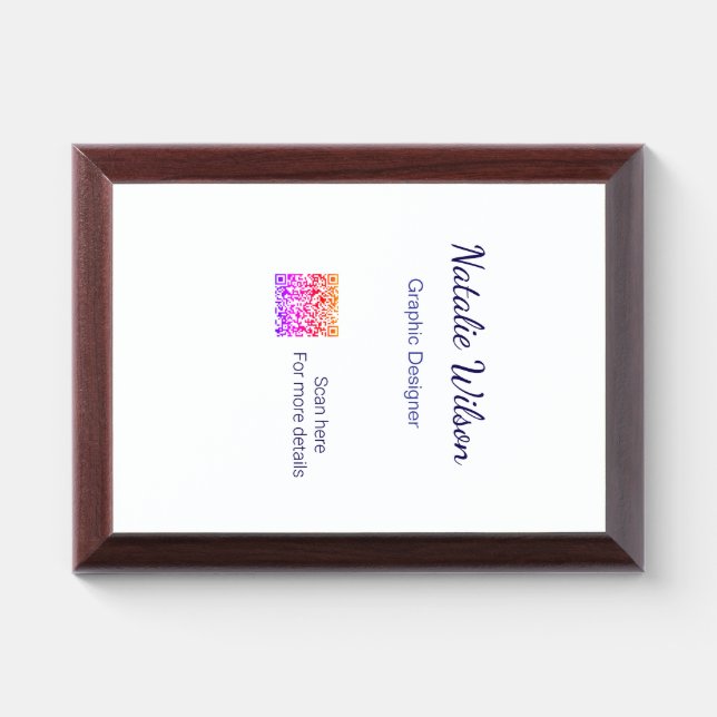 Graphic designer name scan QR code details profess Award Plaque (Horizontal)