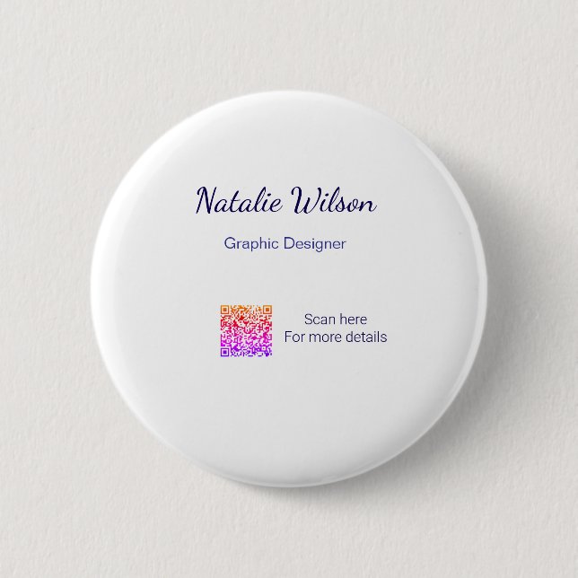 Graphic designer name scan QR code details profess Button (Front)