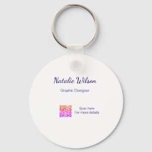 Graphic designer name scan QR code details profess Keychain