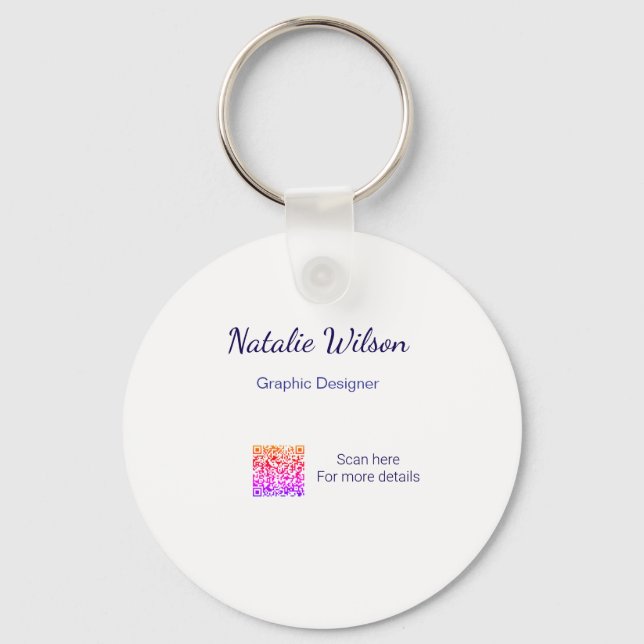 Graphic designer name scan QR code details profess Keychain (Front)
