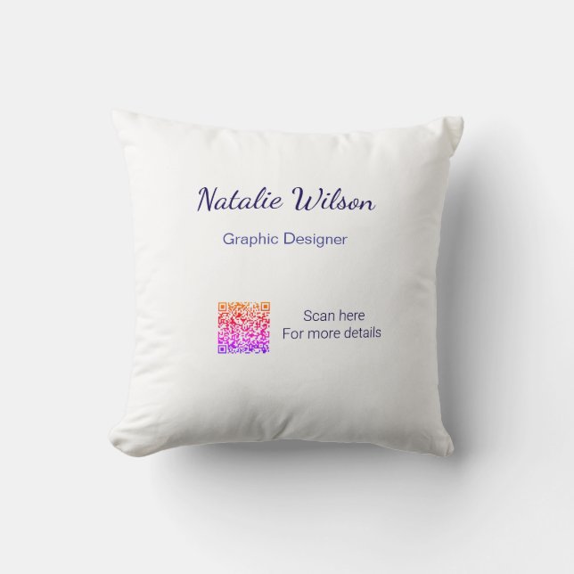 Graphic designer name scan QR code details profess Throw Pillow (Front)