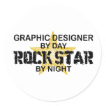 Graphic Designer Rock Star Classic Round Sticker