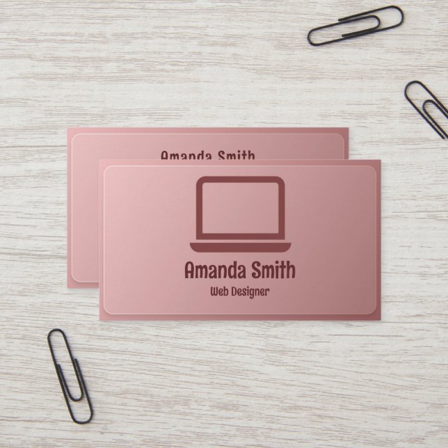Graphic Designer | Web Designer Pink Glass Business Card (Front/Back In Situ)