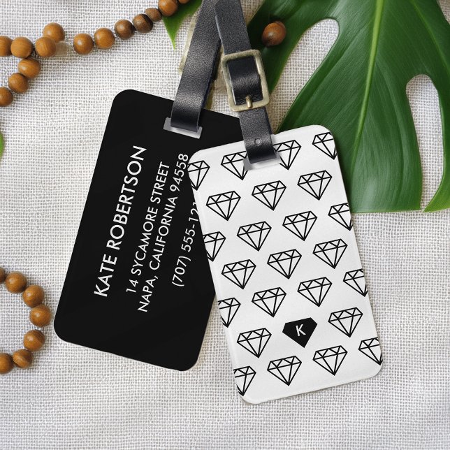 Graphic Diamond Initial Monogram Luggage Tag (Creator Uploaded)