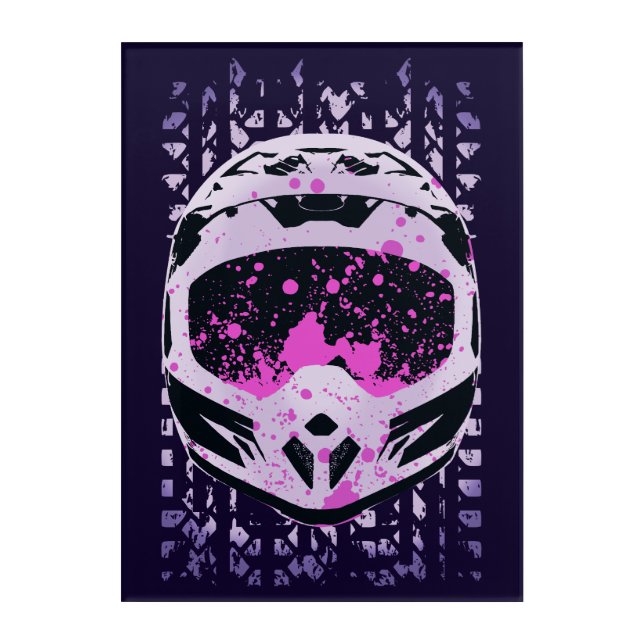 Graphic Dirt Bike Helmet Acrylic Print (Front)