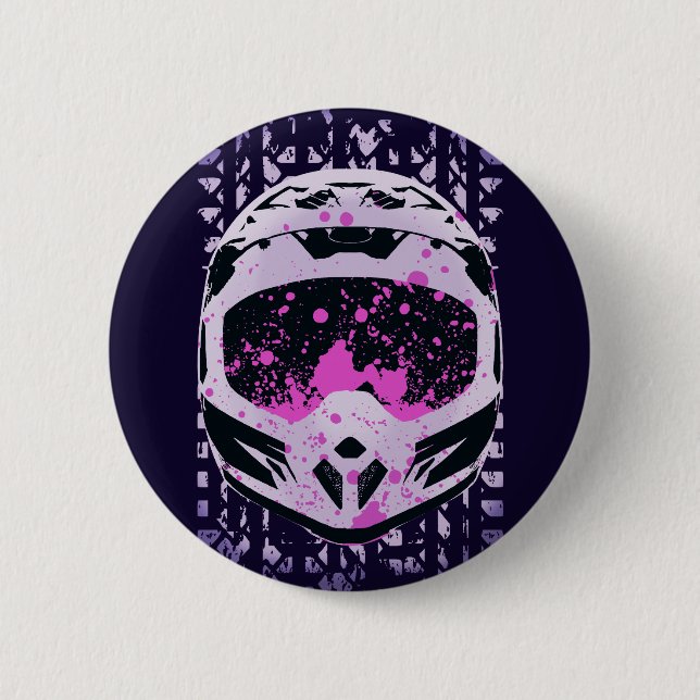 Graphic Dirt Bike Helmet Button (Front)