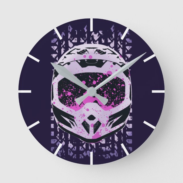 Graphic Dirt Bike Helmet Round Clock (Front)