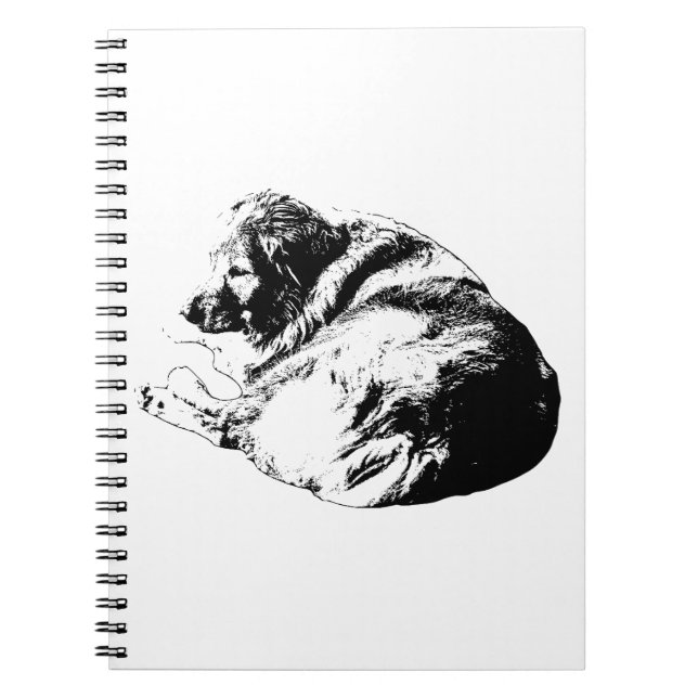 Graphic Dog Curl Fuels Calm Creative Winter Notes Notebook (Front)