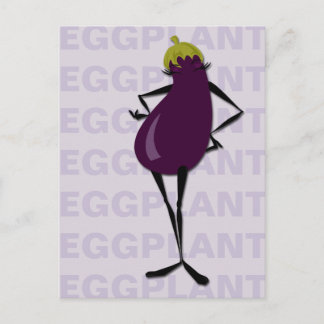 GRAPHIC EGGPLANT TYPOGRAPHY VERTICAL POSTCARD