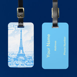 Graphic Eiffel Tower Luggage Tag
