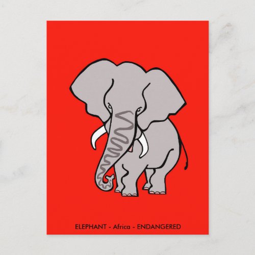 Graphic _ELEPHANT_ Endangered animal _Nature _ Red Postcard