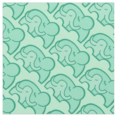 Graphic elephant hug green pattern fabric