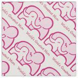 Graphic elephant hug mom pink pattern fabric
