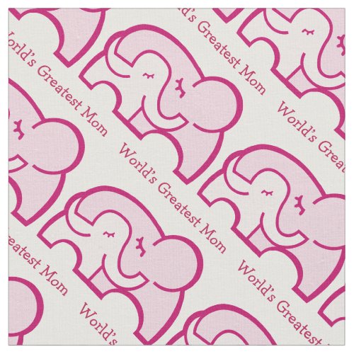 Graphic elephant hug mom pink pattern fabric