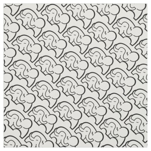 Graphic elephant hug mono pattern fabric