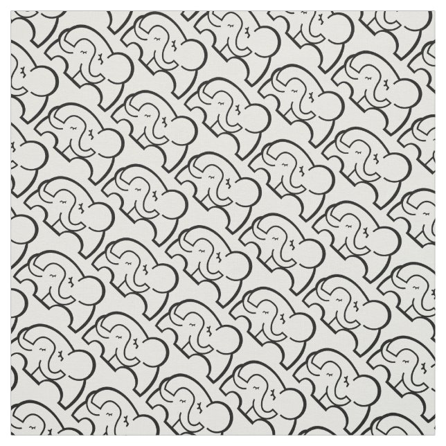 Graphic elephant hug mono pattern fabric (Swatch)