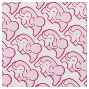 Graphic elephant hug pink pattern fabric