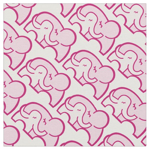 Graphic elephant hug pink pattern fabric
