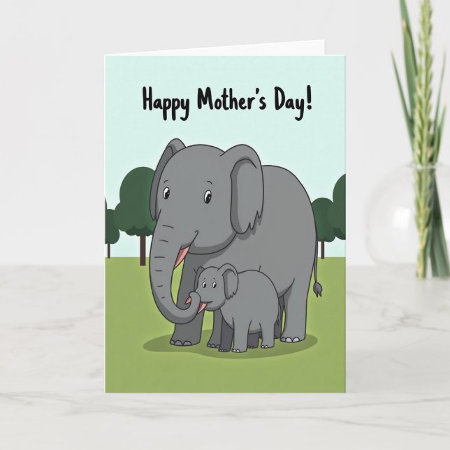 Graphic Elephant Mom Day Card (Front)
