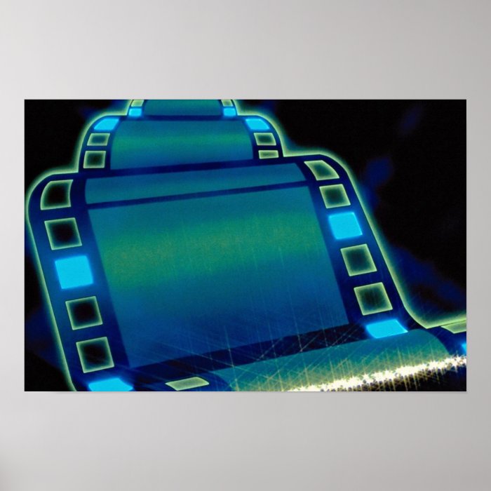 Graphic filmstrip over black background posters