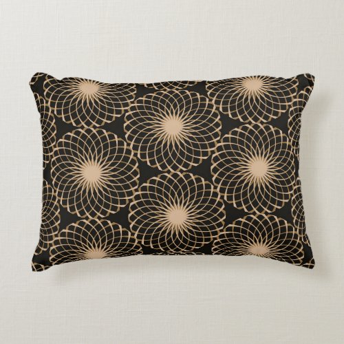 Graphic Floral Tracery Grid Pattern Accent Pillow
