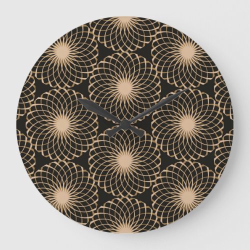 Graphic Floral Tracery Grid Pattern Large Clock