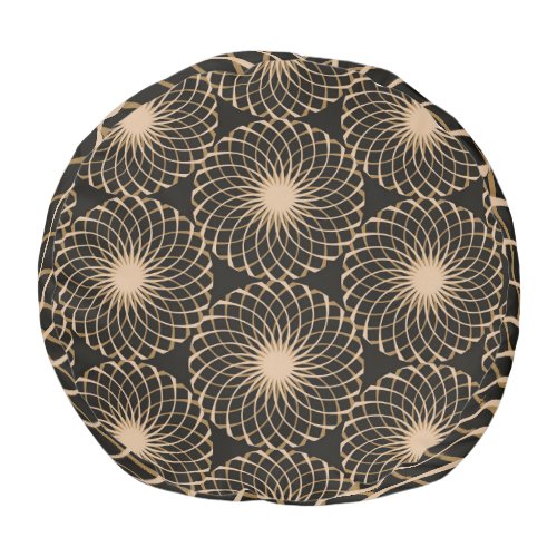 Graphic Floral Tracery Grid Pattern Pouf