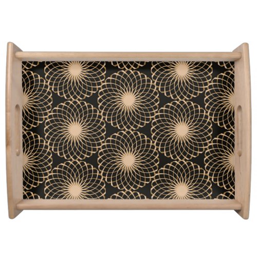 Graphic Floral Tracery Grid Pattern Serving Tray