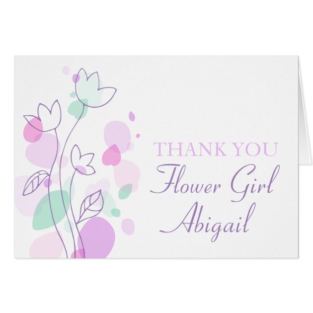 Graphic Floral Wedding Flower Girl Thank You Card