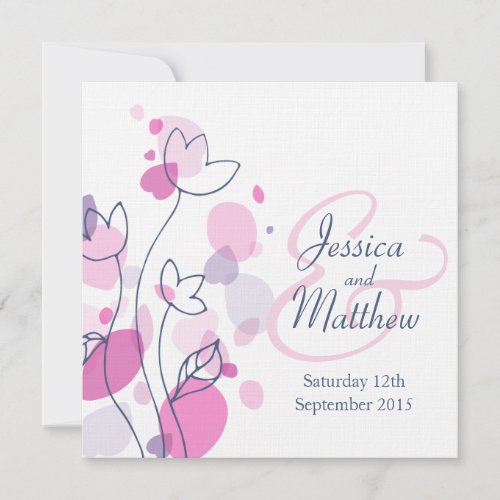 Graphic flower petals square wedding invites