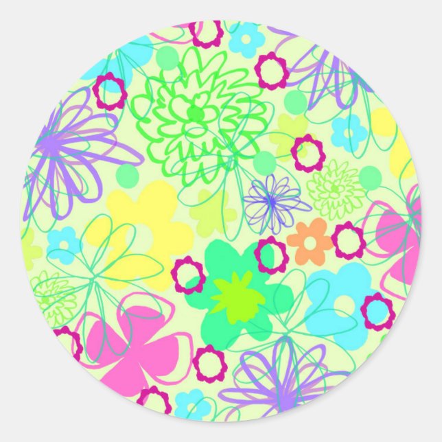 Graphic Flowers Classic Round Sticker (Front)