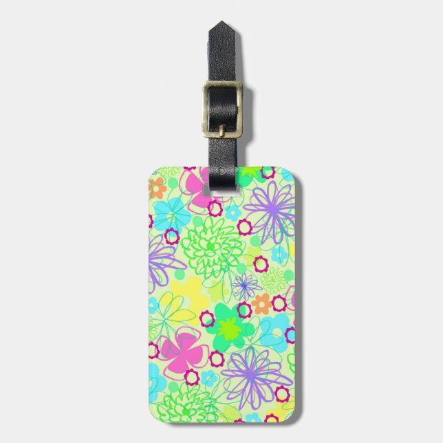Graphic Flowers Luggage Tag (Front Vertical)