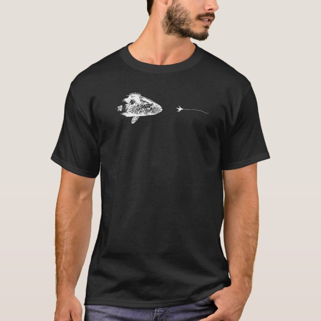Graphic Fly Fishing Hook Line  Fish Grouper T-Shirt (Front)