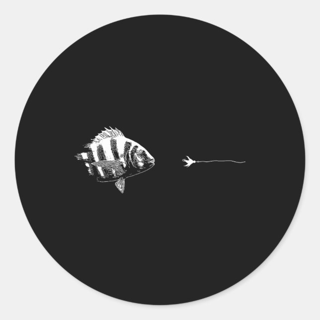 Graphic Fly Fishing Hook Line - Fish Sheepshead  Classic Round Sticker (Front)