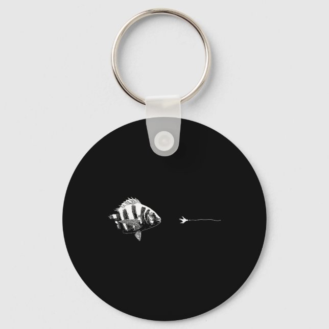 Graphic Fly Fishing Hook Line - Fish Sheepshead  Keychain (Front)