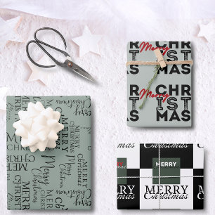 Graphic fonts typography design christmas wrapping paper sheets