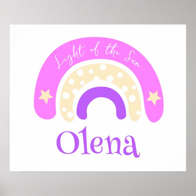  Graphic funky rainbow pink nursery name meaning Poster (Front)