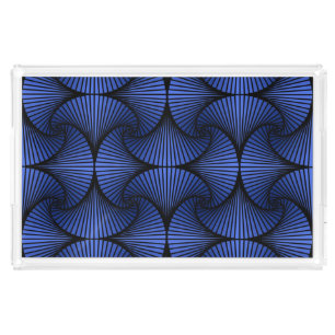 Graphic Geometric 3D Scallop Fan Blue Acrylic Tray