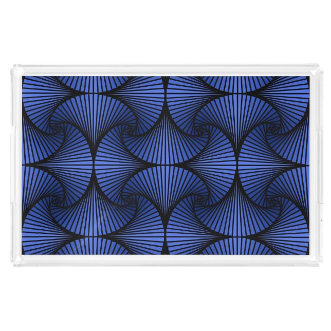 Graphic Geometric 3D Scallop Fan Blue Acrylic Tray (Front)